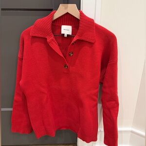 Reformation Brooklyn Cotton Polo Sweater Red - Size XS